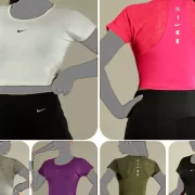 کراپ ورزشی زنانه پشت اسلب نایک Nike آستین کوتاه