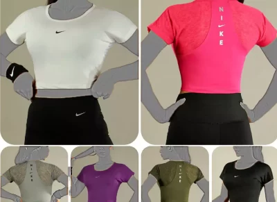 کراپ ورزشی زنانه پشت اسلب نایک Nike آستین کوتاه